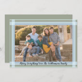 メリークリスマスニューイヤーモダンプレイド家族の写真 シーズンカード (正面/裏面)