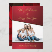 メリークリスマスニューイヤー家族の写真のカスタム シーズンカード (正面/裏面)