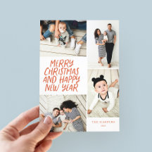 メリークリスマスニューイヤー赤4フォトコラージュ