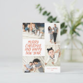 メリークリスマスニューイヤー赤4フォトコラージュ シーズンポストカード (スタンド正面)