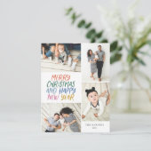 メリークリスマスニューカラフルイヤー4フォトコラージュ シーズンカード (スタンド正面)
