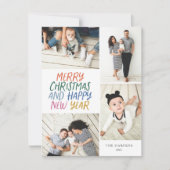 メリークリスマスニューカラフルイヤー4フォトコラージュ シーズンカード (正面)