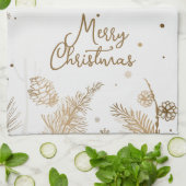メリークリスマスニュートラル金ゴールドデザインキッチンタオル キッチンタオル (折り畳み)