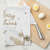 メリークリスマスニュートラル金ゴールドデザインキッチンタオル キッチンタオル (四つ折り)