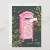 メリークリスマスニューホームおもしろいヴィンテージピンクメールボックス シーズンカード (正面)