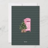 メリークリスマスニューホームおもしろいヴィンテージピンクメールボックス シーズンカード (裏面)