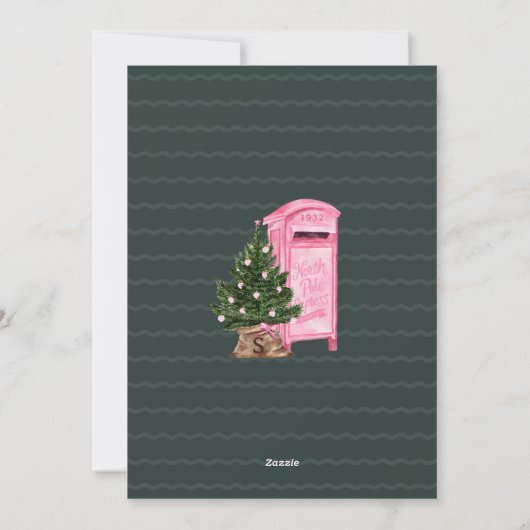 メリークリスマスニューホームおもしろいヴィンテージピンクメールボックス シーズンカード (裏面)