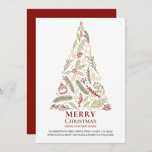 メリークリスマスニューホームパインとヒイラギの木 案内状 (正面/裏面)