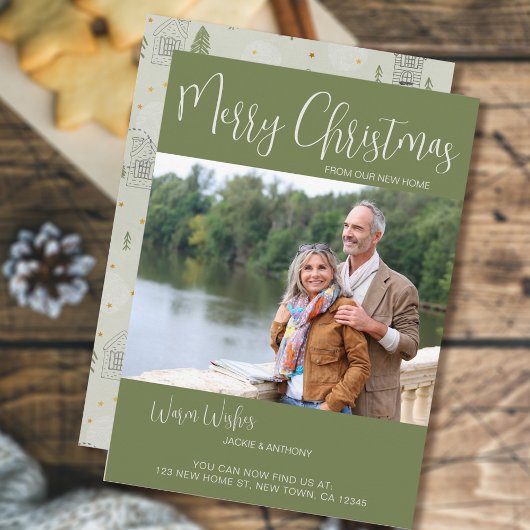 メリークリスマスニューホームパインツリードードルフォト シーズンカード