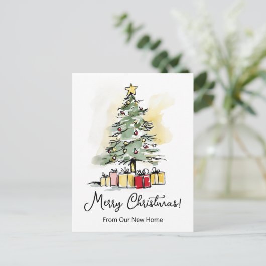 メリークリスマスニューホームモダンクリスマスツリー 案内ポストカード (スタンド正面)