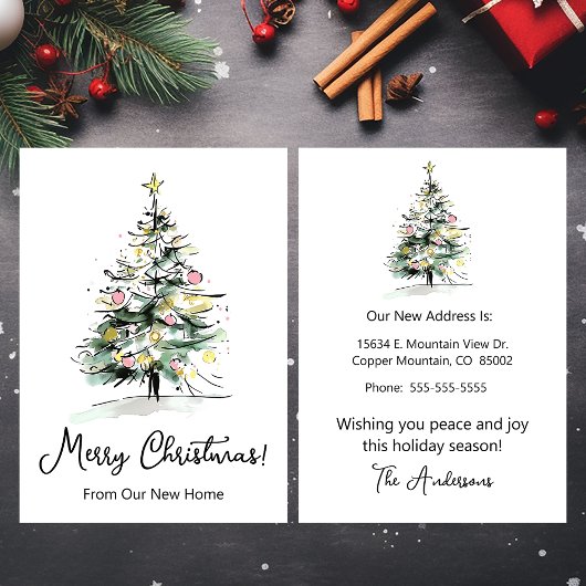 メリークリスマスニューホームモダンクリスマスツリー 案内状