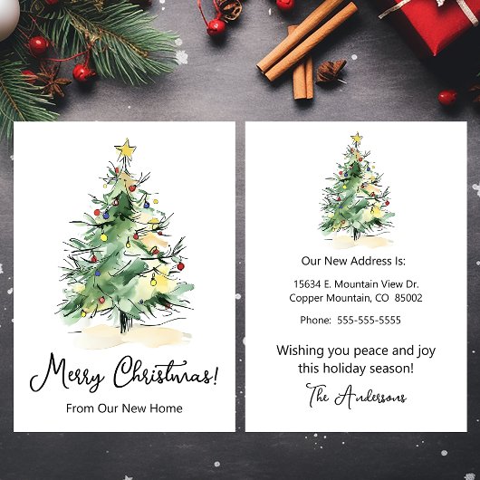 メリークリスマスニューホームモダンクリスマスツリー 案内状