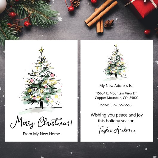 メリークリスマスニューホームモダンクリスマスツリー 案内状