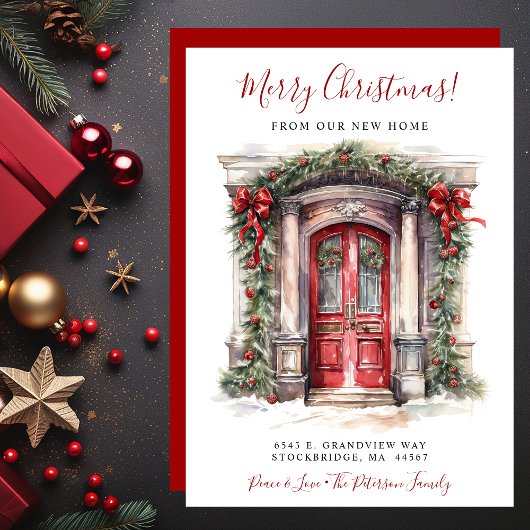 メリークリスマスニューホームレッドドアムービング 案内状