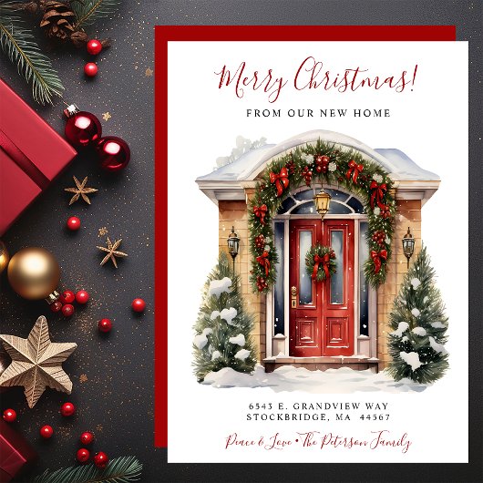 メリークリスマスニューホームレッドドアムービング 案内状