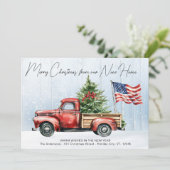 メリークリスマスニューホームヴィンテージレッドトラック移動 シーズンカード (スタンド正面)