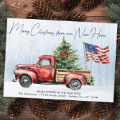 メリークリスマスニューホームヴィンテージレッドトラック移動 シーズンカード