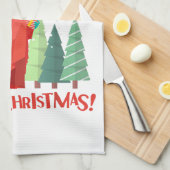 メリークリスマスニューヨークサンタクロースのリブの像 キッチンタオル (四つ折り)