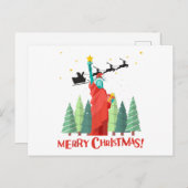 メリークリスマスニューヨークサンタクロースのリブの像 ポストカード (正面/裏面)