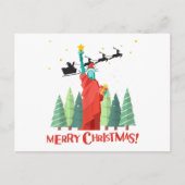メリークリスマスニューヨークサンタクロースのリブの像 ポストカード (正面)