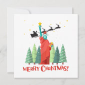 メリークリスマスニューヨークサンタクロースのリブの像 招待状 (裏面)