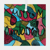 メリークリスマスニューログラフィック&ブラックライン ガラスオーナメント (裏面)