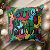 メリークリスマスニューログラフィック&ブラックライン クッション