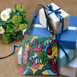 メリークリスマスニューログラフィック&ブラックライン クロスボディバッグ