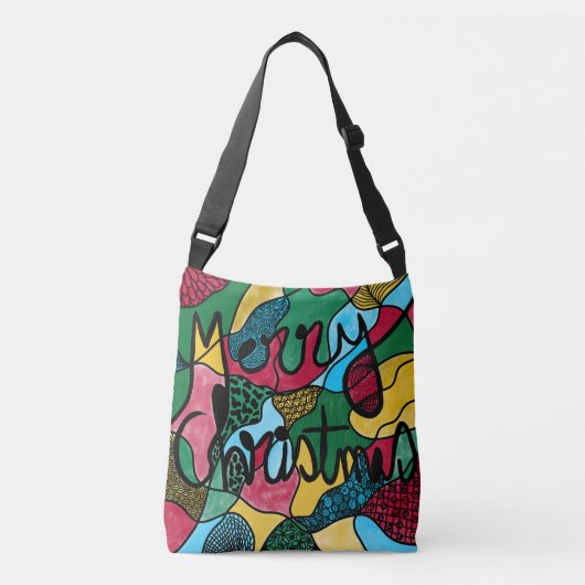 メリークリスマスニューログラフィック&ブラックライン クロスボディバッグ (正面)