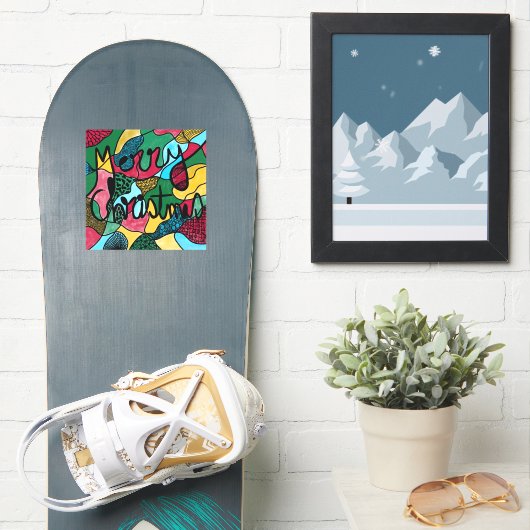 メリークリスマスニューログラフィック&ブラックライン シール (スノーボード)