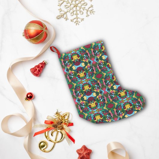 メリークリスマスニューログラフィック&ブラックライン スモールクリスマスストッキング