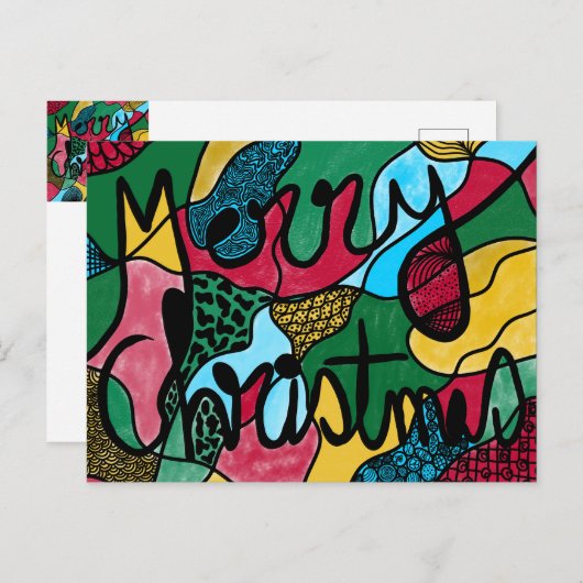 メリークリスマスニューログラフィック&ブラックライン ポストカード (正面/裏面)