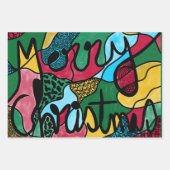 メリークリスマスニューログラフィック&ブラックライン ラッピングペーパーシート (正面)