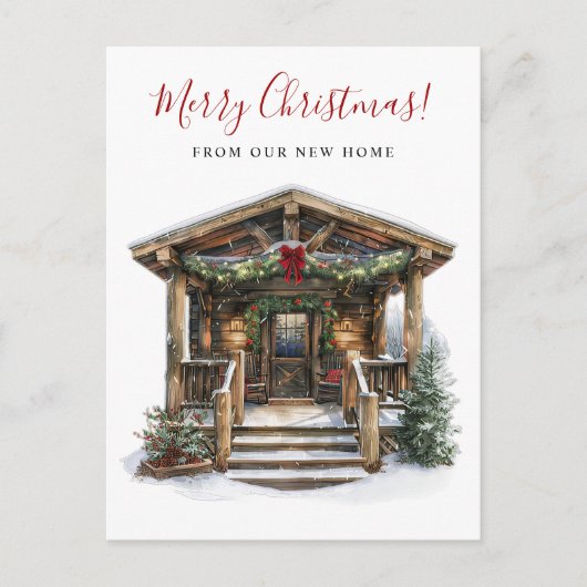 メリークリスマスニュー素朴ホームフロントドアムービング 案内ポストカード (正面)