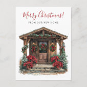 メリークリスマスニュー素朴ホームフロントドアムービング 案内ポストカード (正面)