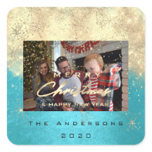 メリークリスマスニュー金ゴールドグリッターフォトブルー