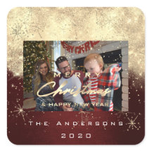 メリークリスマスニュー金ゴールドグリッターフォトマルーン