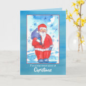 メリークリスマスニーチェスサンタクロース雪の結晶 カード (黄色い花)