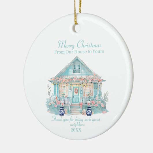 メリークリスマスネイバービーチハウスオーナメント セラミックオーナメント (左)