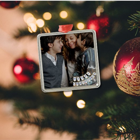 メリークリスマスネイビーコテージコア メタルオーナメント