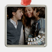 メリークリスマスネイビーコテージコア メタルオーナメント (正面)