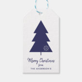 メリークリスマスネイビーブルークリスマスツリー ギフトタグ (正面)