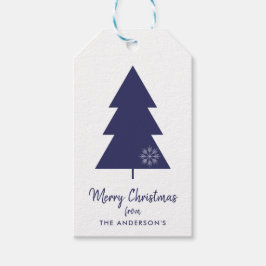 メリークリスマスネイビーブルークリスマスツリー ギフトタグ