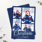 メリークリスマスネイビーブルーフォトコラージュ シーズンカード