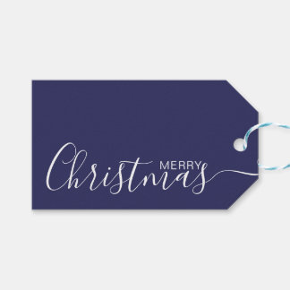 メリークリスマスネイビーブルーホワイトミニマリスト ギフトタグ