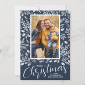 メリークリスマスネイビーブルー写真 シーズンカード (正面)