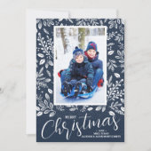 メリークリスマスネイビーブルー写真 シーズンカード (正面)