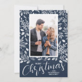 メリークリスマスネイビーブルー写真 シーズンカード (正面)
