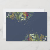 メリークリスマスネイビーブルー金ゴールド植物写真 シーズンカード (裏面)