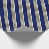 メリークリスマスネイビーブルー、シルバー&ホワイトストライプズ ラッピングペーパー (角)